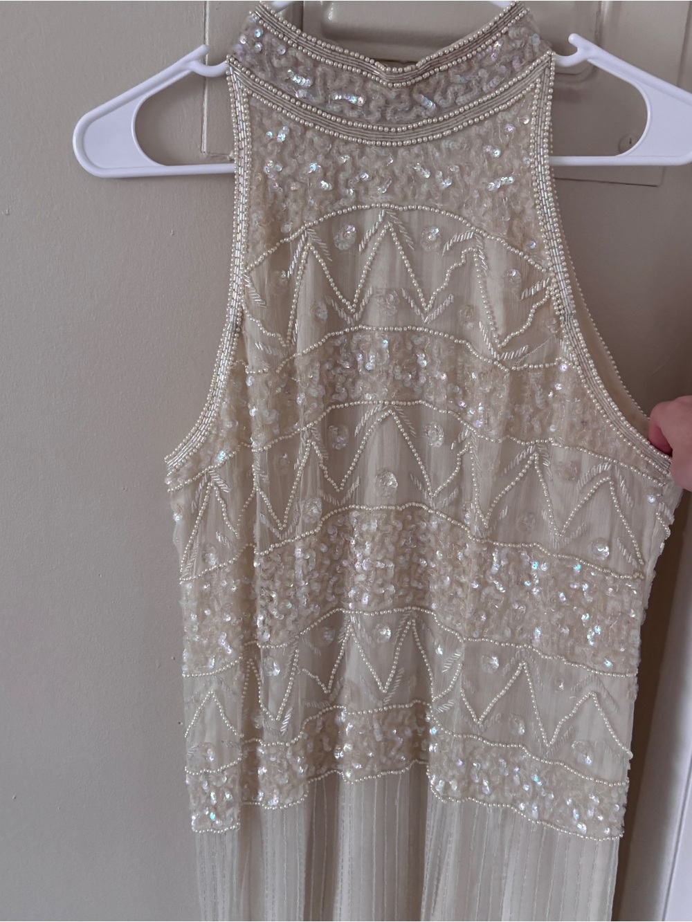 Vintage Ivory Beaded & Sequin Formal Dress